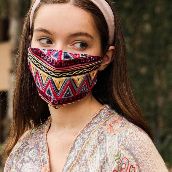 Decorative Pattern Embroidered Face Mask - Picture 2 of 5